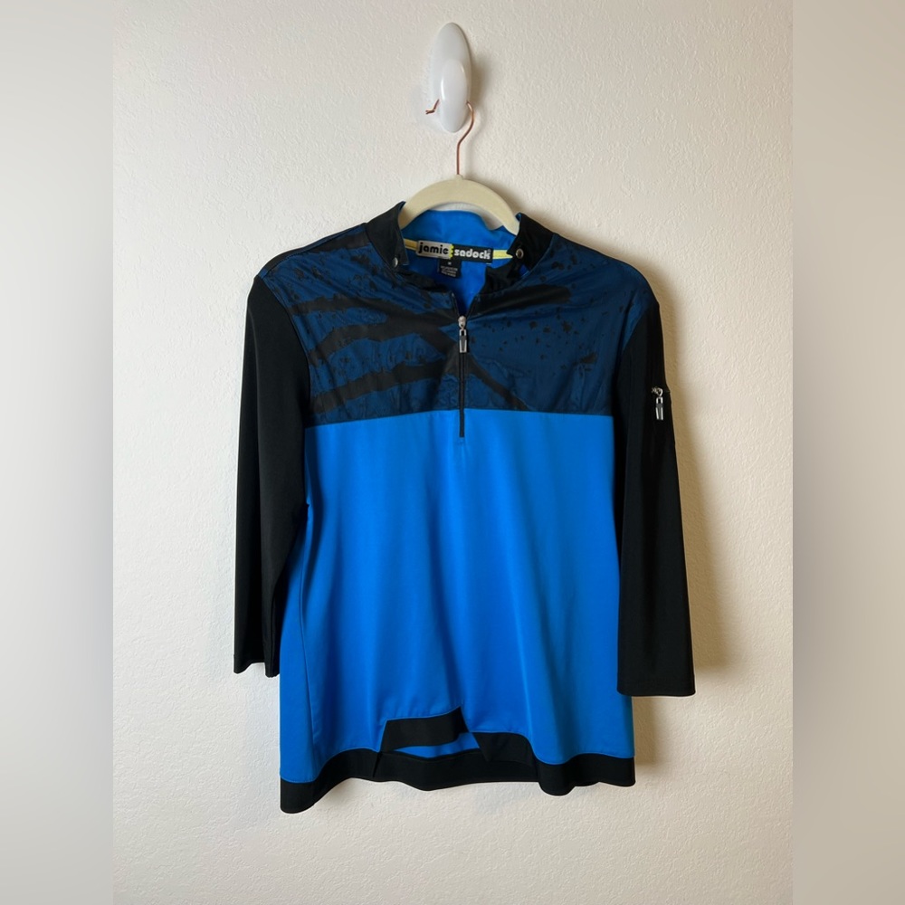 Jamie Sadock Blue & Black 1/4 Zip Golf Athletic Workout Top